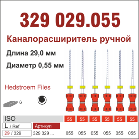 329029.055-инстр. для эндодонтии  Н-файл ,6 шт., ДИАСВИСС СА ,Швейцария
