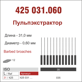 425031.060-пульп.экстактор,12 шт., ДИАСВИСС СА ,Швейцария